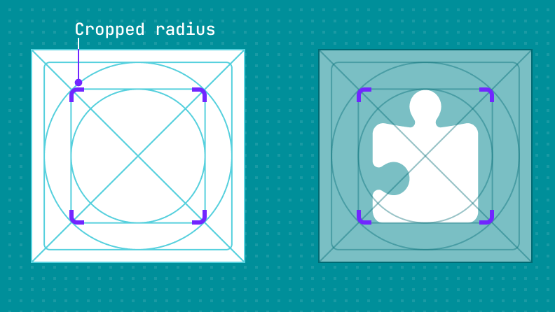 A guideline illustrating the icon crop radius.